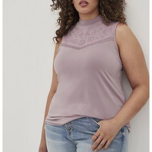 NWT Torrid Crochet Trim Mock Neck Top